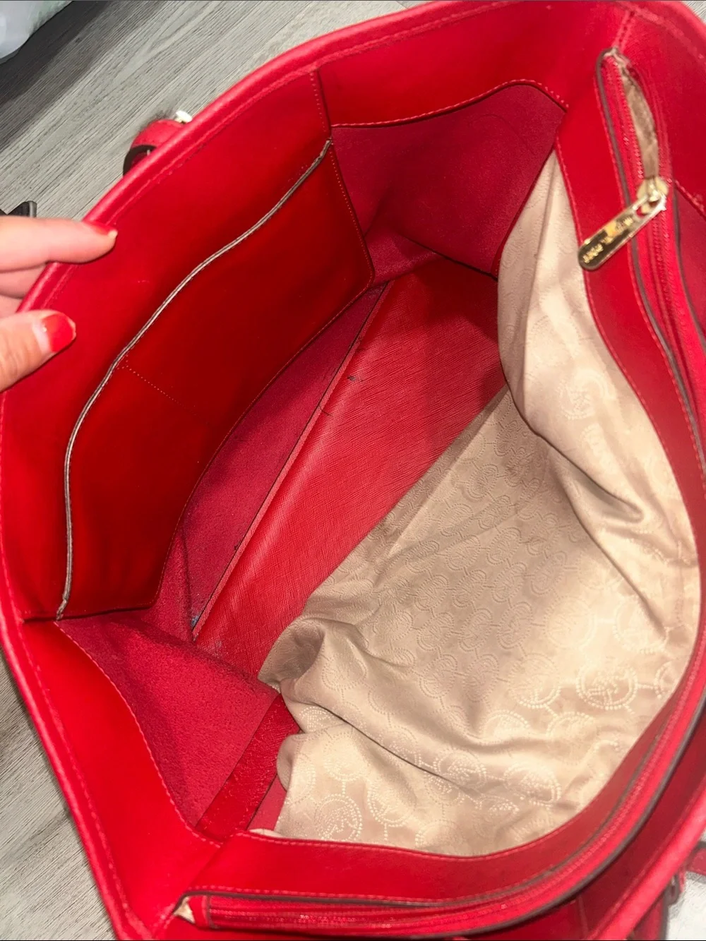 Michael Michael Kors Red large Jet Set leather tote bag